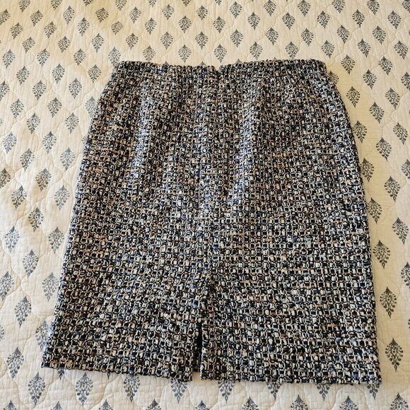 Talbots Women’s Size 14 Tweed Wool Blend Pencil Skirt Blue Black Lined Career - Picture 12 of 14